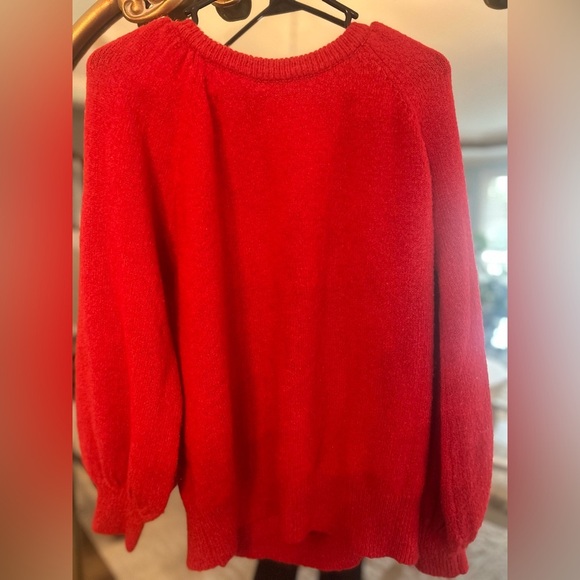 Bold Red Crew Neck Sweater with Soft Knit Texture - Picture 1 of 1